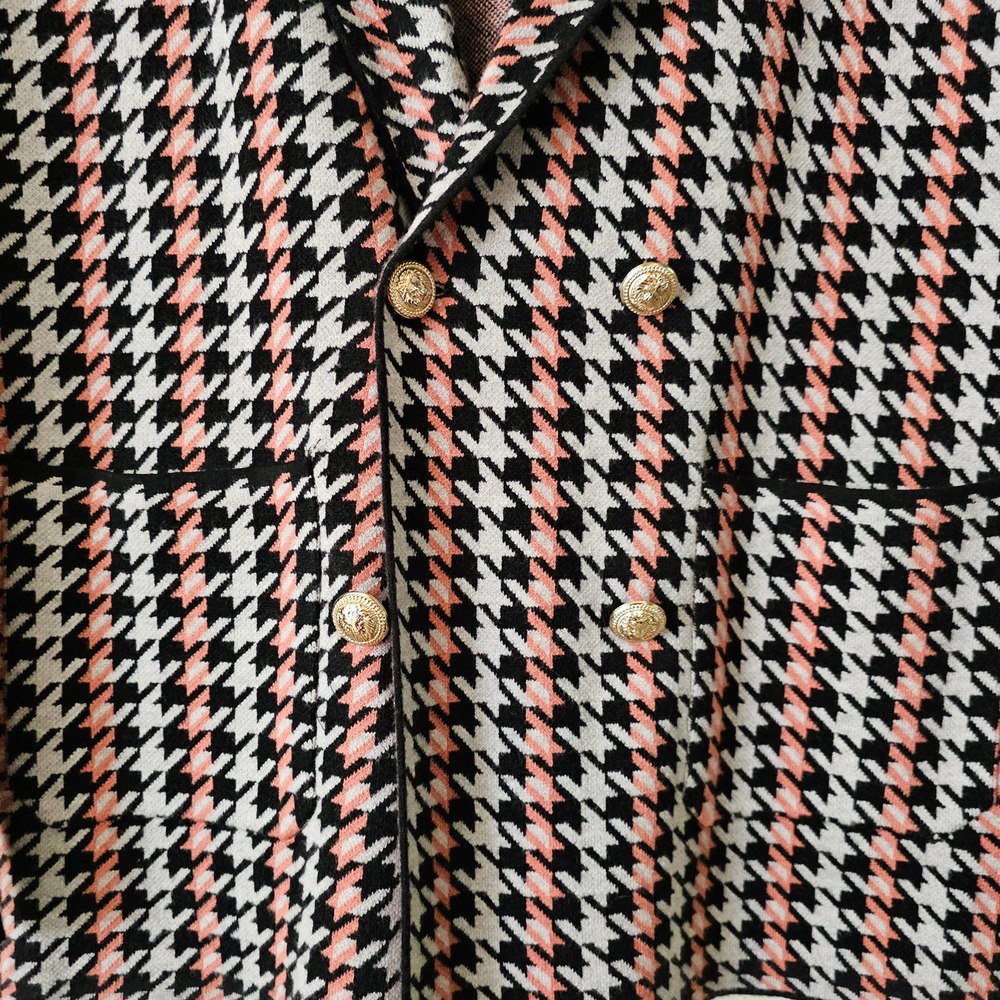JOIE Women's Double Breasted Houndstooth Multicolored Button Blazer Sz L - Picture 6 of 13
